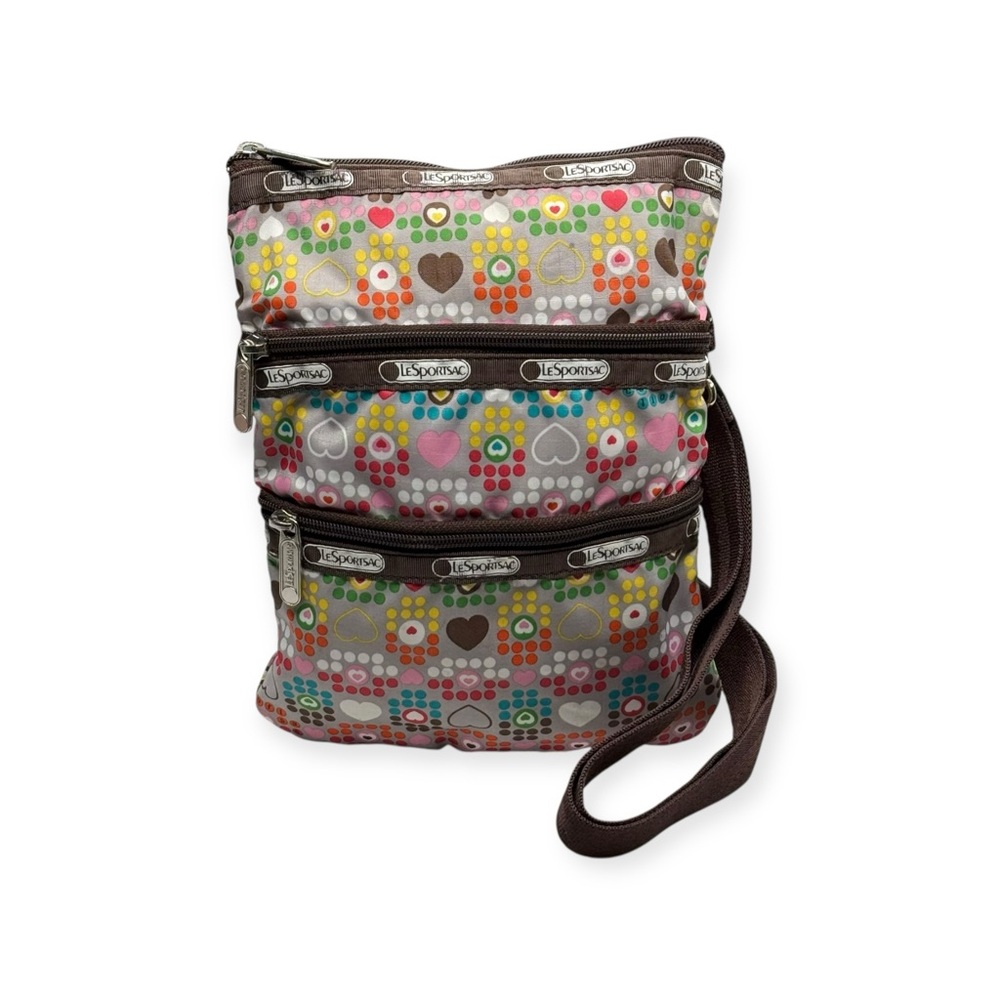 Y2K: LeSportSac ❤︎ Iconic Ripstop Crossbody Bag Handbag ❤︎ Multi Heart Dot Print - Picture 2 of 16
